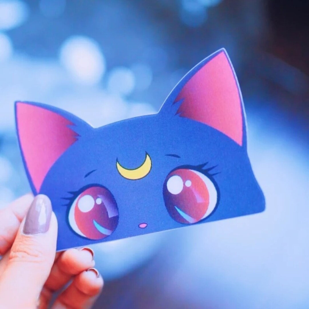 Sailor Moon Luna Artemis Cat Peeker: 3D Motion Sticker for True